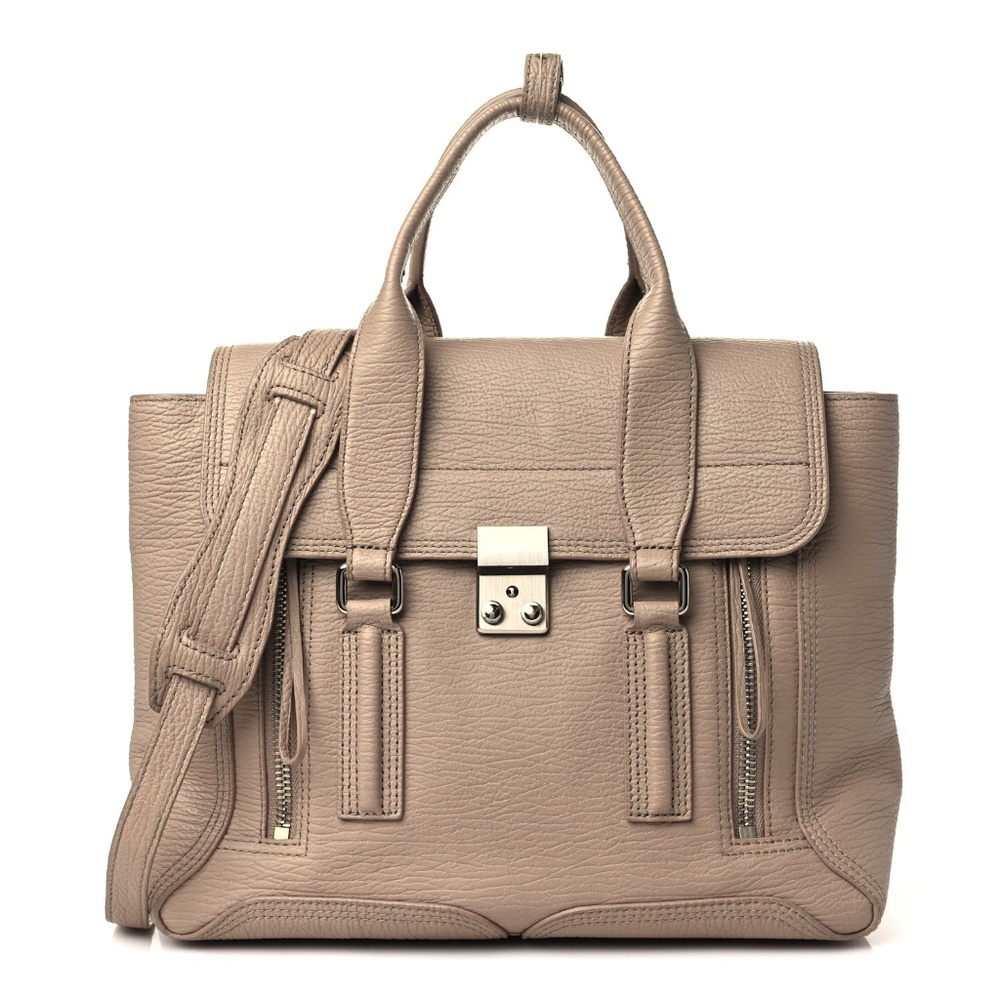3.1 Philip Lim Textured Calfskin Medium Pashli Satchel Khaki